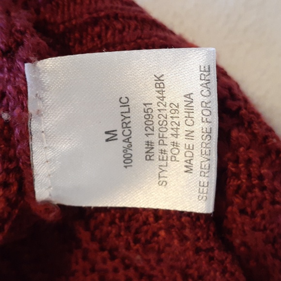 Pink Rose Maroon Long Sleeve Longline Sweater Cozy Fall Knit Everyday Style M - Picture 10 of 10